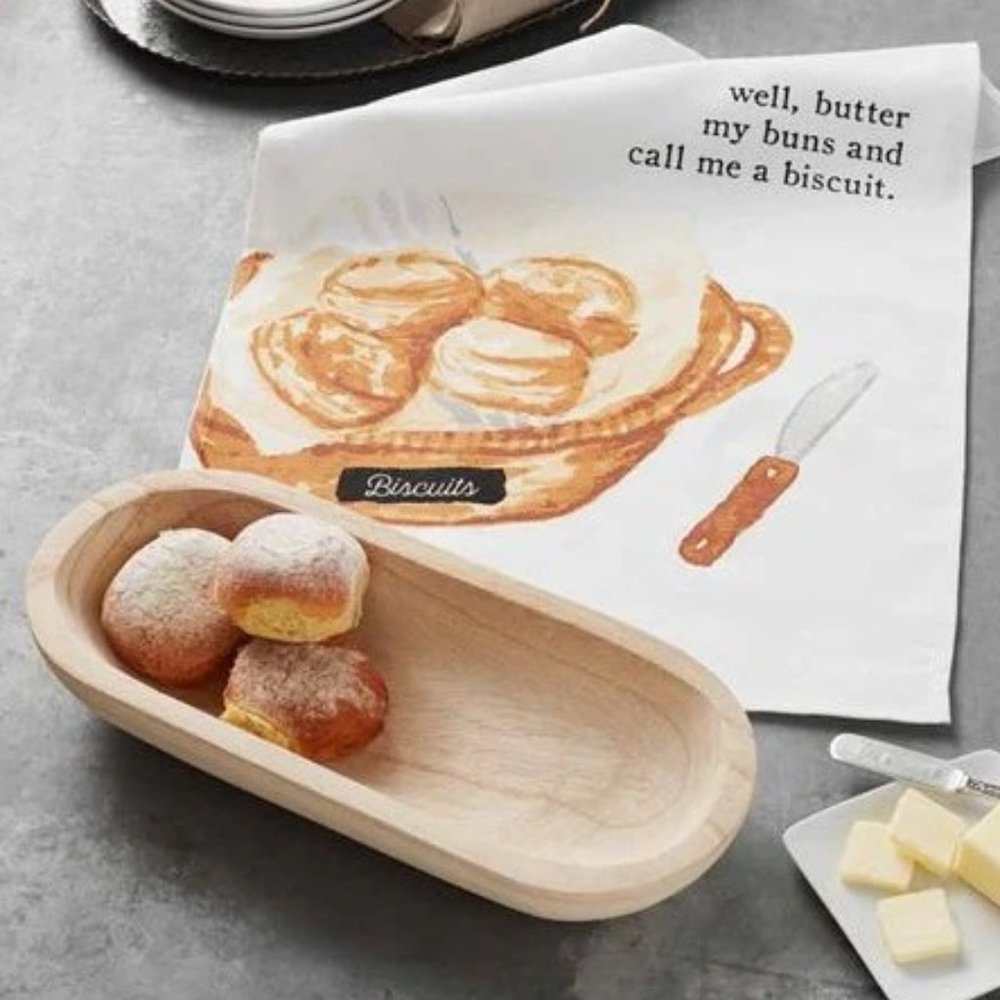 Paulownia Bread Bowl and Towel Set